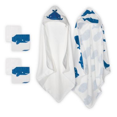 mighty goods&trade; 6-Piece Whale Towels and Washcloths Set in Blue/White. View a larger version of this product image.