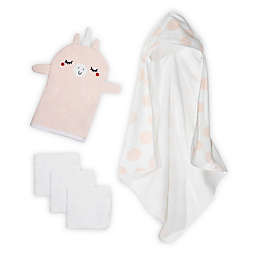 mighty goods™ 5-Piece Unicorn Towel, Washcloths, and Washcloth Mitt Set in Pink/White