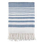 Alternate image 0 for Saro Lifestyle Stripe Tassel Hem Throw Blanket in Navy Blue