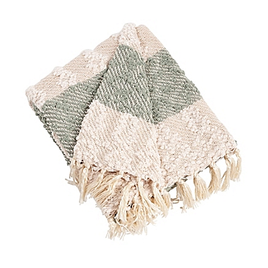 Saro Lifestyle Nubby Striped Throw Blanket in Sea Green. View a larger version of this product image.