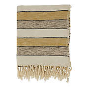 Saro Lifestyle Striped Design Tassel Trim Throw Blanket in Yellow