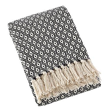Saro Lifestyle Diamond Weave 50-Inch x 60-Inch Soft Cotton Throw Blanket in Natural. View a larger version of this product image.