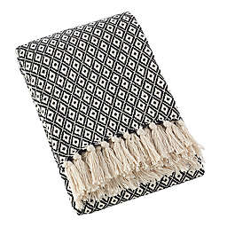 Saro Lifestyle Diamond Weave 50-Inch x 60-Inch Soft Cotton Throw Blanket in Natural
