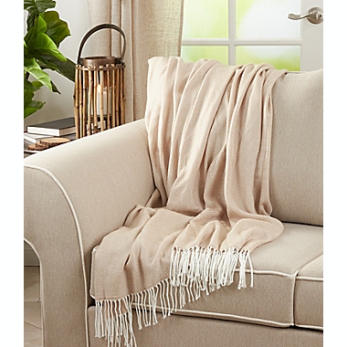 Saro Lifestyle Herringbone Throw Blanket in Camel. View a larger version of this product image.
