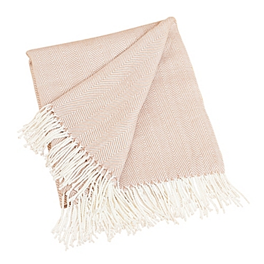 Saro Lifestyle Herringbone Throw Blanket in Camel. View a larger version of this product image.