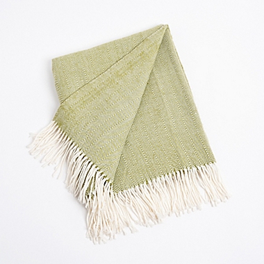 Saro Lifestyle Herringbone Throw Blanket in Grass. View a larger version of this product image.