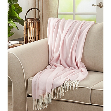 Saro Lifestyle Herringbone Throw Blanket in Pink. View a larger version of this product image.
