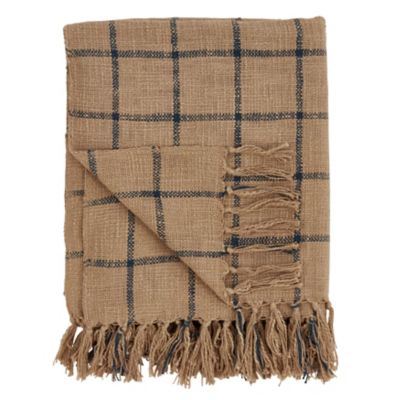 Saro Lifestyle Checkered Throw Blanket in Natural