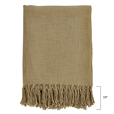 Saro Lifestyle Solid Tassel Throw Blanket in Natural. View a larger version of this product image.