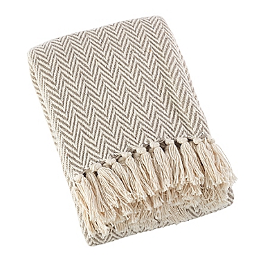 Saro Lifestyle Chevron Throw Blanket in Natural. View a larger version of this product image.