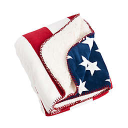 Saro Lifestyle U.S. Flag Sherpa Throw Blanket in Red/White/Blue
