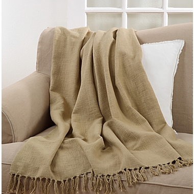 Saro Lifestyle Solid Tassel Throw Blanket in Natural. View a larger version of this product image.