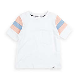 Sovereign Code® Striped Sleeves Pocket Tee in White/Pink
