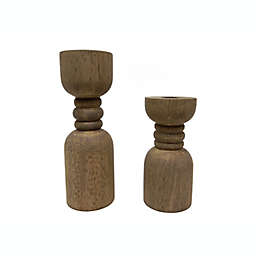 Bee & Willow™ Rubberwood Taper Candle Holders (Set of 2)