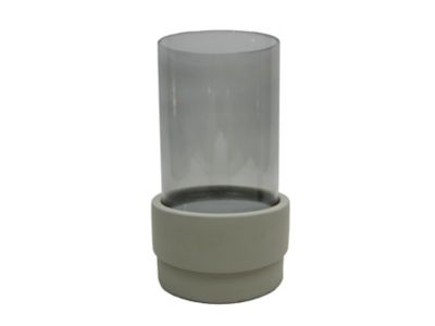 Studio 3B&trade; Smoked Glass and Concrete Hurricane Pillar Candle Holder