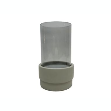 Studio 3B&trade; Smoked Glass and Concrete Hurricane Pillar Candle Holder. View a larger version of this product image.