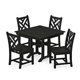 POLYWOOD® Chippendale 5-Piece Farmhouse Trestle Side Chair Dining Set