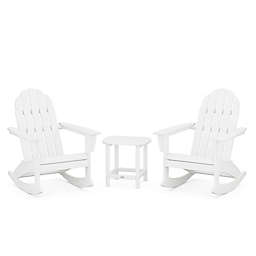 POLYWOOD® Vineyard 3-Piece Adirondack Rocking Chair Set w/ South Beach Side Table