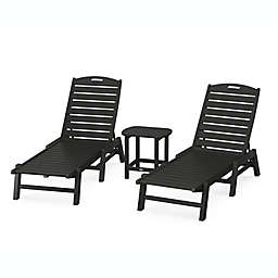 POLYWOOD® Nautical 3-Piece Chaise Lounge Set with South Beach 18" Side Table