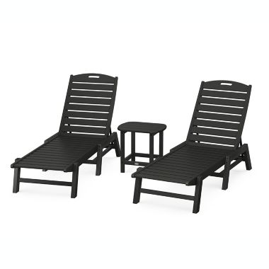 POLYWOOD&reg; Nautical 3-Piece Chaise Lounge Set with South Beach 18&quot; Side Table. View a larger version of this product image.