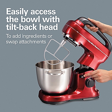 Hamilton Beach&reg; Stand Mixer in Red with 4 qt. Stainless Steel Bowl. View a larger version of this product image.