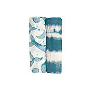 Crane&reg; 2-Pack Caspian Swaddle Blankets in Blue/White