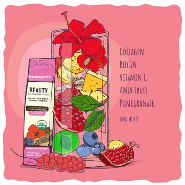 BareOrganics&reg; 5-Count Beauty Superfood Drink Mix &amp; Smoothie Booster With Peptides. View a larger version of this product image.