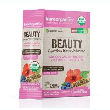 BareOrganics&reg; 5-Count Beauty Superfood Drink Mix &amp; Smoothie Booster With Peptides. View a larger version of this product image.