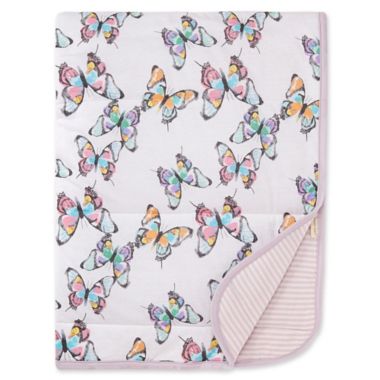Burt's Bees Baby&reg; Rainbow Butterflies Organic Cotton Reversible Blanket in Lilac. View a larger version of this product image.