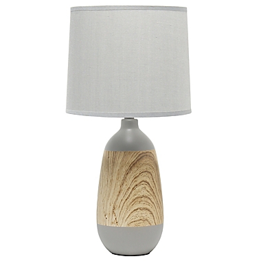 Simple Designs Ceramic Oblong Table Lamp in Natural Wood/Grey. View a larger version of this product image.