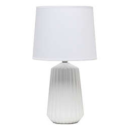 Simple Designs Pleated Base Table Lamp in Off White