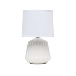 Simple Designs Petite Pleated Base Table Lamp in Off White