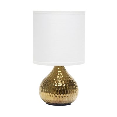 Simple Designs Hammered Drip Mini Table Lamp in Gold/White