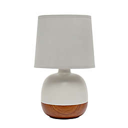 Simple Designs Petite Mid Century Table Lamp in Dark Wood/Light Grey