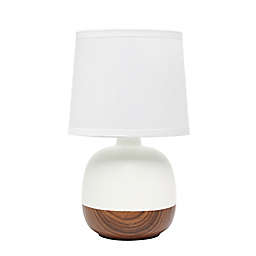Simple Designs Petite Mid Century Table Lamp in White/Natural