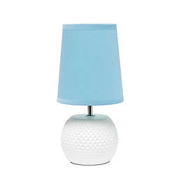 Simple Designs Studded Texture Ceramic Table Lamp in White/Blue