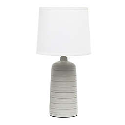 Simple Designs Textured Linear Ceramic Table Lamp in Taupe