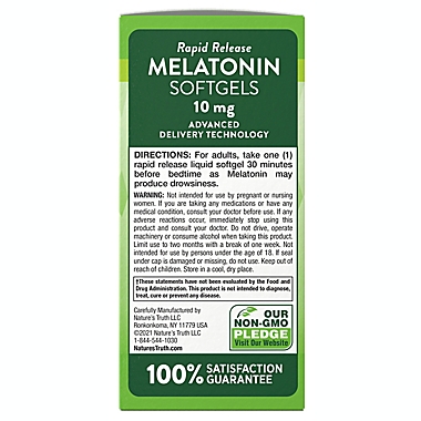 Nature&rsquo;s Truth&reg; 120-Count Rapid Release Melatonin 10 mg Softgels. View a larger version of this product image.
