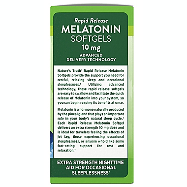 Nature&rsquo;s Truth&reg; 120-Count Rapid Release Melatonin 10 mg Softgels. View a larger version of this product image.