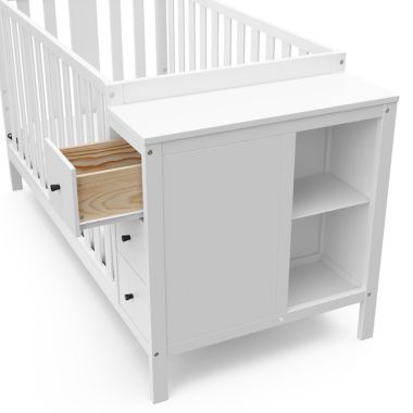 Storkcraft&trade; Malibu 3-in-1 Customizable Convertible Storage Crib in White. View a larger version of this product image.