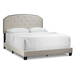 Glamour Home™ Arin Queen Fabric Upholstered Bed Frame in Beige