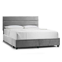 Glamour Home™ Arnia Queen Velvet Upholstered Platform Bed with Storage in Silver Grey