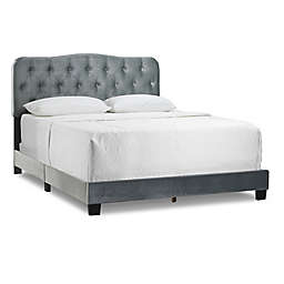 Glamour Home™ Artan Queen Velvet Upholstered Bed Frame in Silver Grey