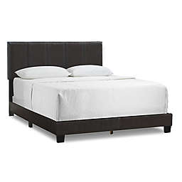 Glamour Home™ Arty Queen Faux Leather Upholstered Bed Frame in Black/Brown
