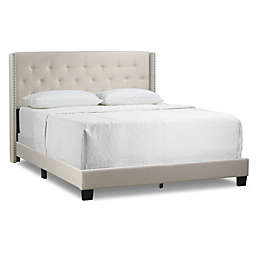 Glamour Home™ Asali Queen Fabric Upholstered Bed Frame in Beige