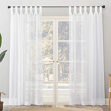 No. 918&reg; Amina Open Weave Indoor/Outdoor Sheer 96-Inch Tab Top Curtain Panel in White (Single). View a larger version of this product image.