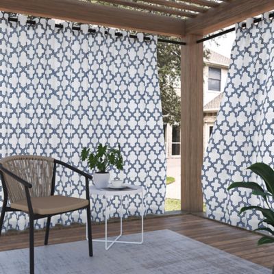 Sun Zero&reg; Ria Trellis Indoor/Outdoor UV Protectant 108-Inch Curtain Panel in Indigo (Single)