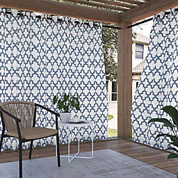 Sun Zero® Ria Trellis Indoor/Outdoor UV Protectant 108-Inch Curtain Panel in Indigo (Single)