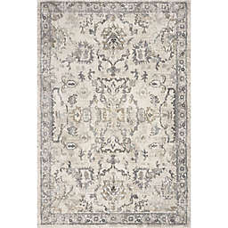 HomeRoots Distressed Floral 8'10 x 13' Area Rug in Ivory