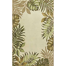 HomeRoots Tropical Leaves 8' x 10'6 Area Rug in Ivory